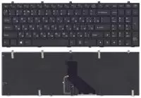Клавиатура для ноутбука Clevo W350, w370, черная c рамкой (плоский Enter) подсветка