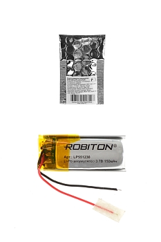 Аккумуляторная батарея Li-Pol 5.5x12x30мм, 3.7В, 150мАч, 2pin